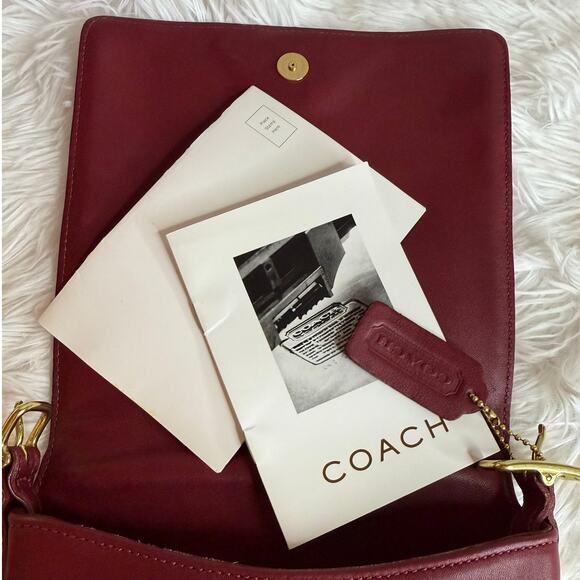 Vintage COACH y2k Legacy Red Glove Tanned Leather Flap BAG Crossbody Purse 9821 - Picture 5 of 11